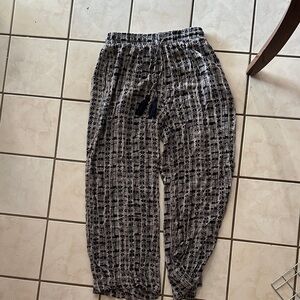 Women’s geometric  navy & White Patterned Drawstring Pants